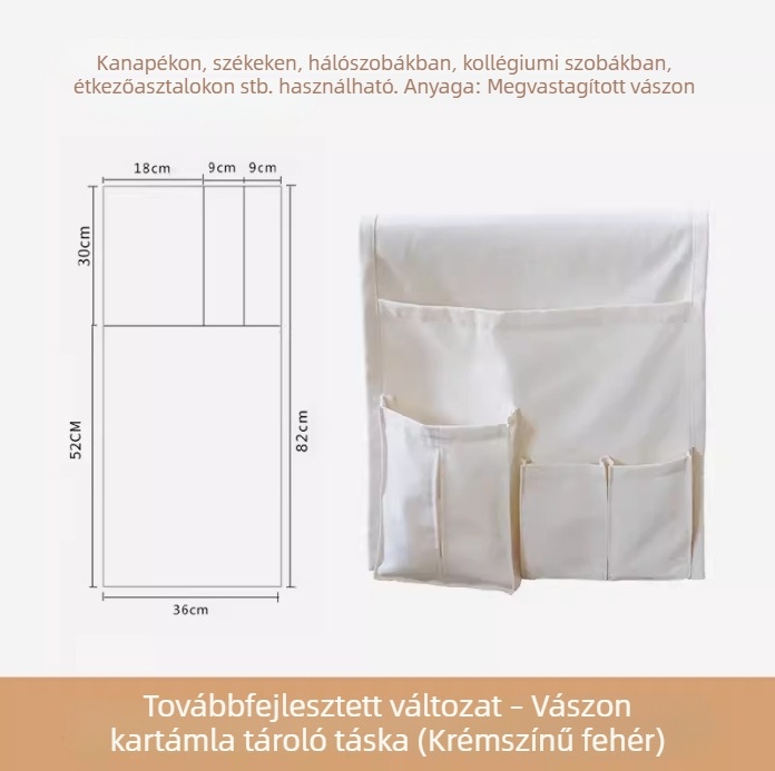 Skandináv stílusú kanapékarfa tároló függő — vászonból készült, többfunkciós rendező távirányító, telefon és apró dolgok számára