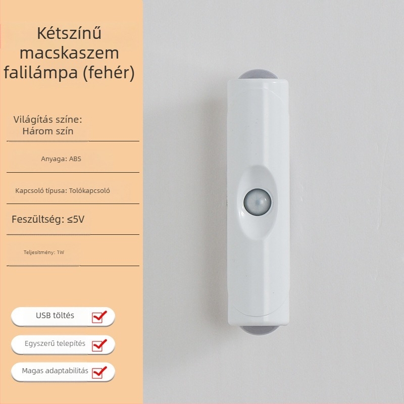 Mozgásérzékelős falilámpa, mágneses öntapadással, vezeték nélküli, újratölthető éjszakai fény, kétfejű, hegyforma hangulatvilágítás