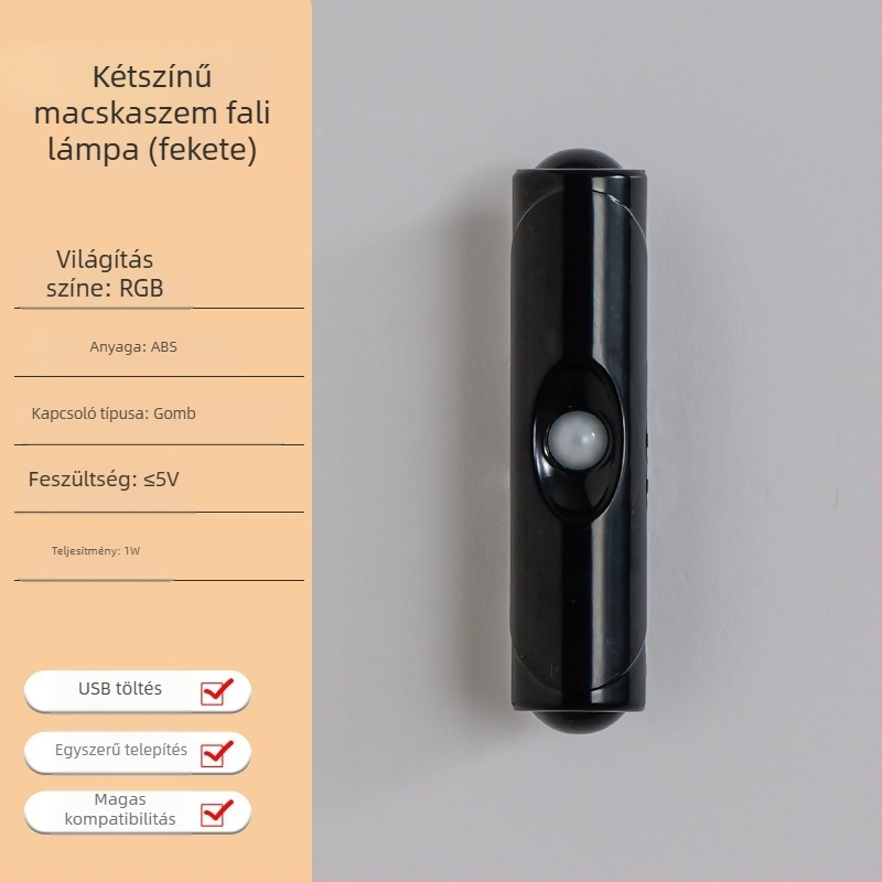 Mozgásérzékelős falilámpa, mágneses öntapadással, vezeték nélküli, újratölthető éjszakai fény, kétfejű, hegyforma hangulatvilágítás
