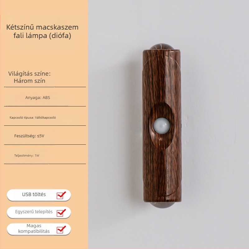 Mozgásérzékelős falilámpa, mágneses öntapadással, vezeték nélküli, újratölthető éjszakai fény, kétfejű, hegyforma hangulatvilágítás
