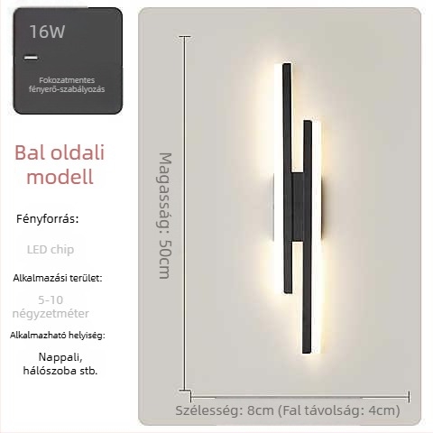 Minimalista LED-szalagos falikar hálószoba és nappali számára, az ágy mellé, TV-hez és kanapéhoz, folyosó és lépcső