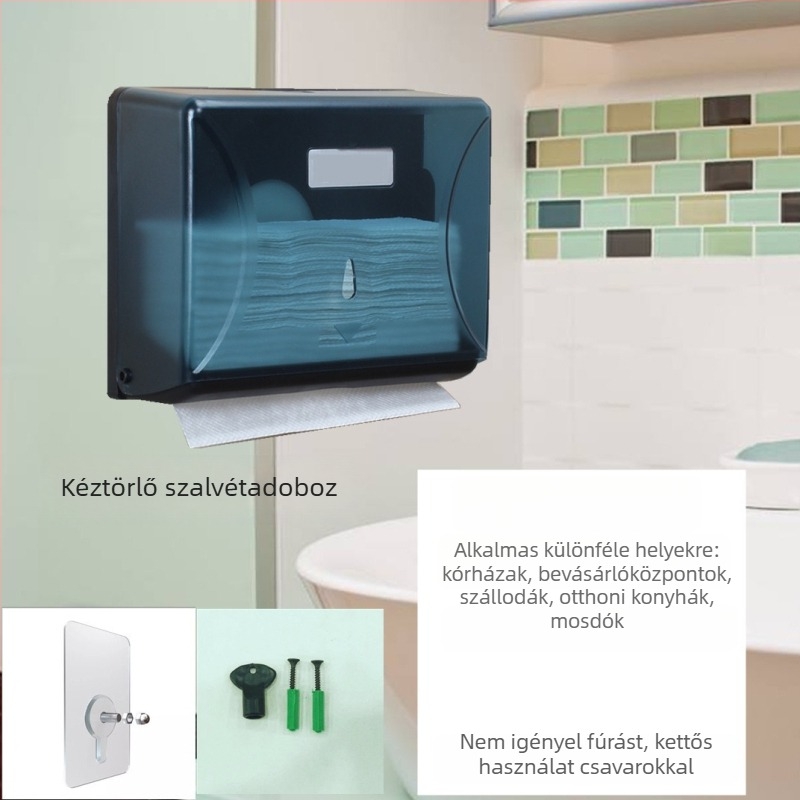 Falihoz szerelhető vízálló papírtartó doboz fürdőszobába és konyhába