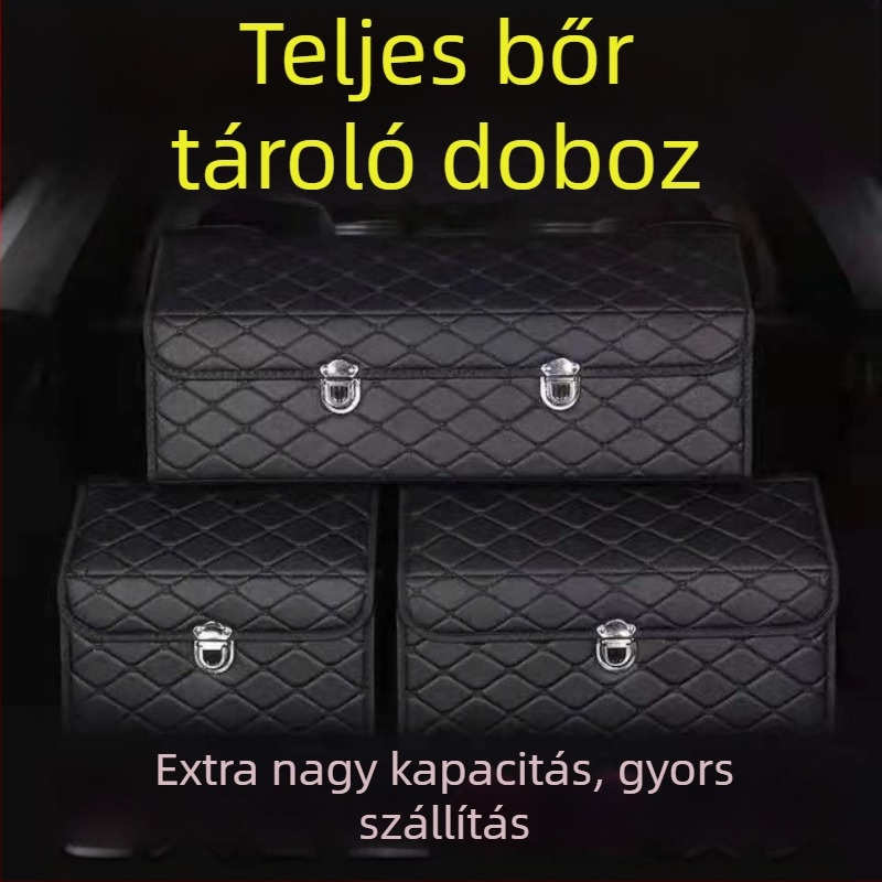 Bőr összecsukható autós tároló doboz – csomagtartó rendező