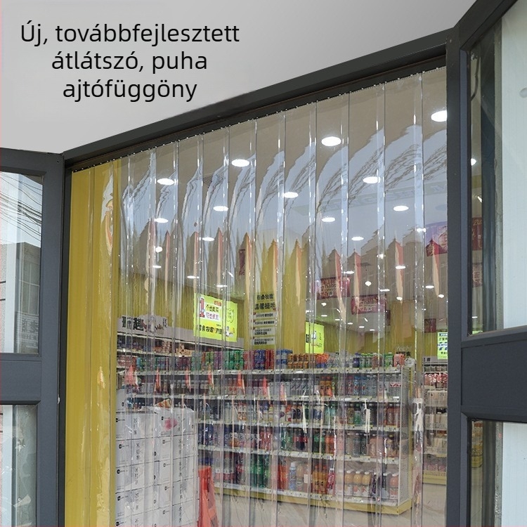PVC puha ajtófüggöny, átlátszó válaszfal klímaberendezéshez, mágneses, hőszigetelő, beltér/kültér használatra