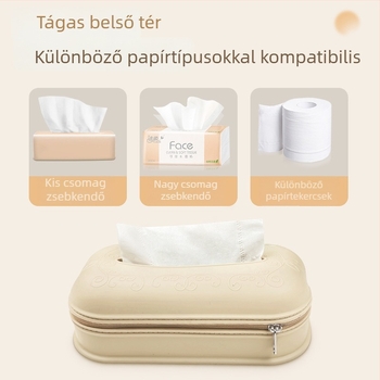 Krem színű szilikon zsebkendő tartó, falra szerelhető cipzárral, kreatív tároló a nappaliba és a fürdőszobába, asztali zsebkendő tartó
