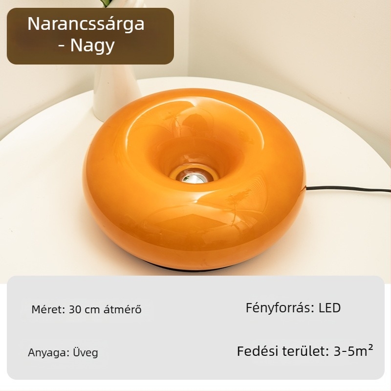Üvegből készült fali lámpa, fánk alakú, érintéses LED belső hangulatvilágítás