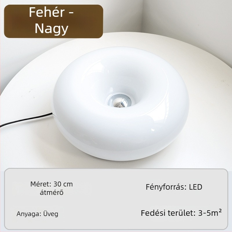Üvegből készült fali lámpa, fánk alakú, érintéses LED belső hangulatvilágítás
