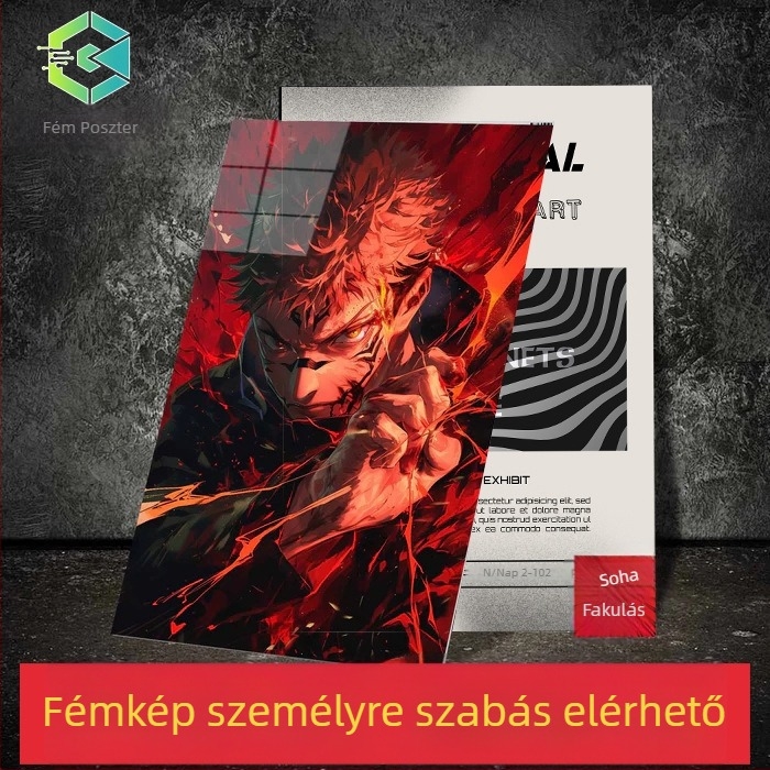 Rám nélküli alumínium lemezes fém poszter – dekoratív digitális művészet, mágneses asztali kiállítás, ipari stílus