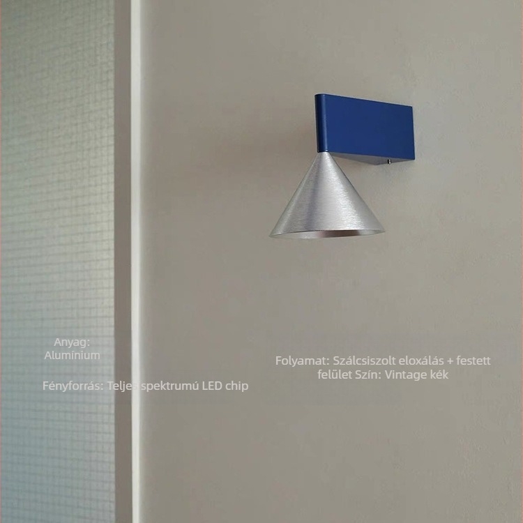 olasz minimalistista falikar hálószobába és folyosóra, konus geometriai dizájnnal — designer darab, luxus fali világítás