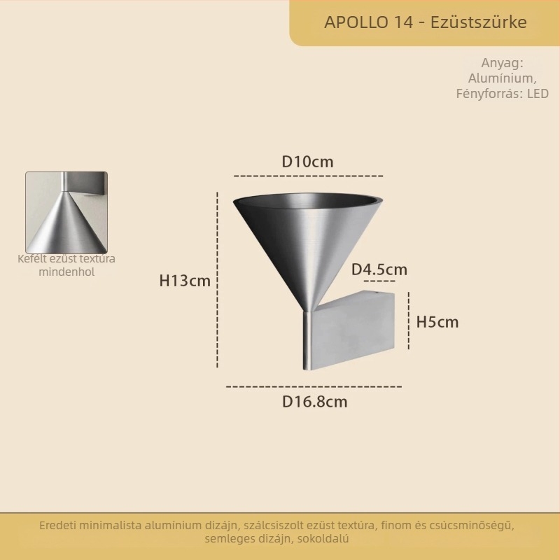 olasz minimalistista falikar hálószobába és folyosóra, konus geometriai dizájnnal — designer darab, luxus fali világítás