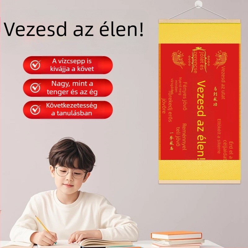 Akadémiai sikerhez tervezett kalligráfiai függő tekercs — falidekor az osztályban és éjjeliszekrény melletti dekoráció, ajándék