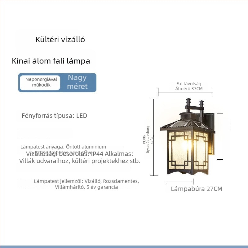 Kültéri falikar, új kínai stílusú, vízálló retro kivitelben, udvarra, teraszra, kertbe és kapura