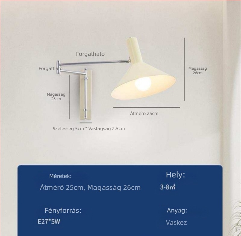 Skandináv stílusú, modern Bauhaus falikar hálószobához, összecsukható karral
