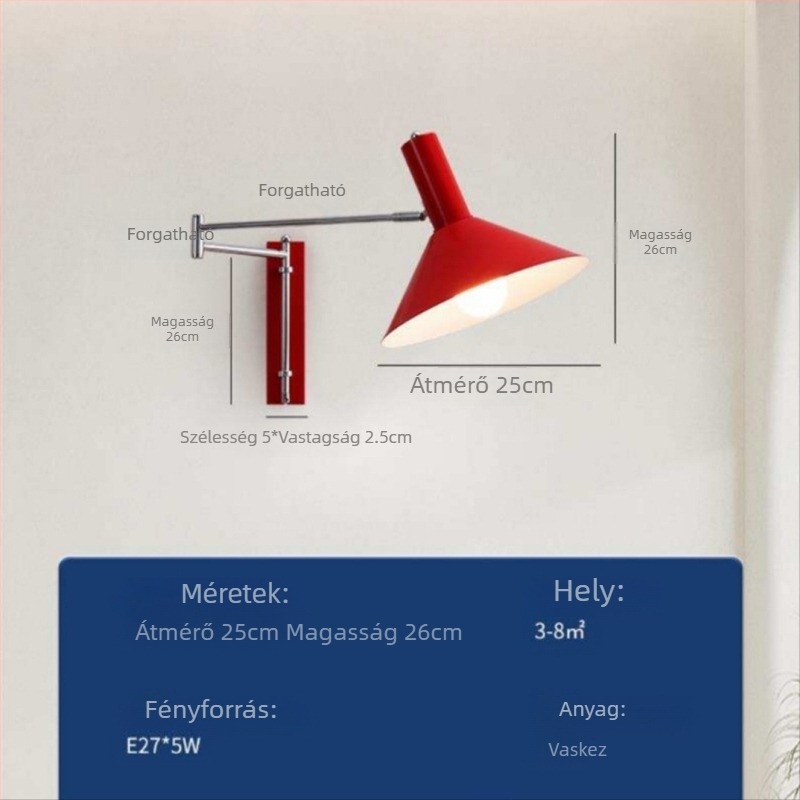 Skandináv stílusú, modern Bauhaus falikar hálószobához, összecsukható karral