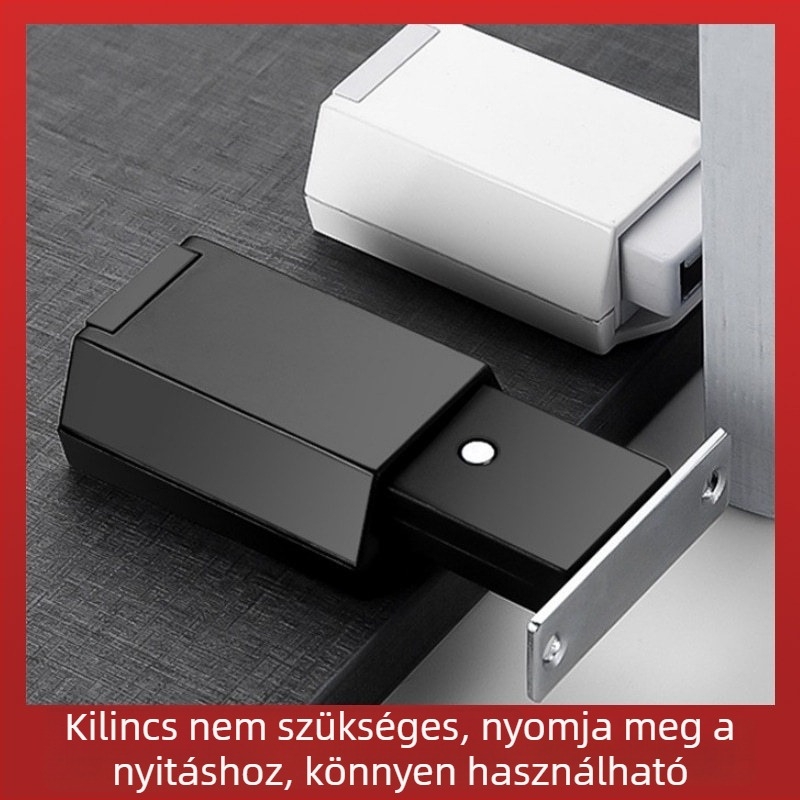 Masszív ajtóvisszacsapó — nyomógombos automata rejtett ajtózár gardró Bokhoz, mágneses zár