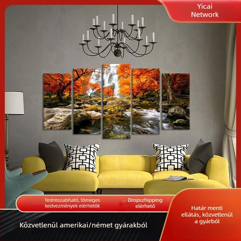 Nappali vászonfalikép, öt részből álló keret nélküli festmény, modern minimalista stílus, testreszabható minta