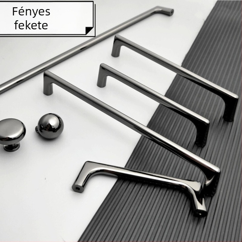 Cinkötvözetből készült fogantyúk – modern, minimalist design ajtókhoz és fiókokhoz, arany és fekete, nordic stílus