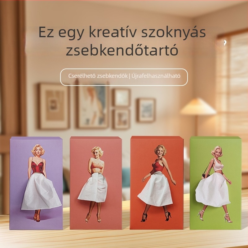 Szalvétadoboz szoknya motívummal — kreatív dekoráció autóhoz és otthonhoz, modern minimalist dizájn