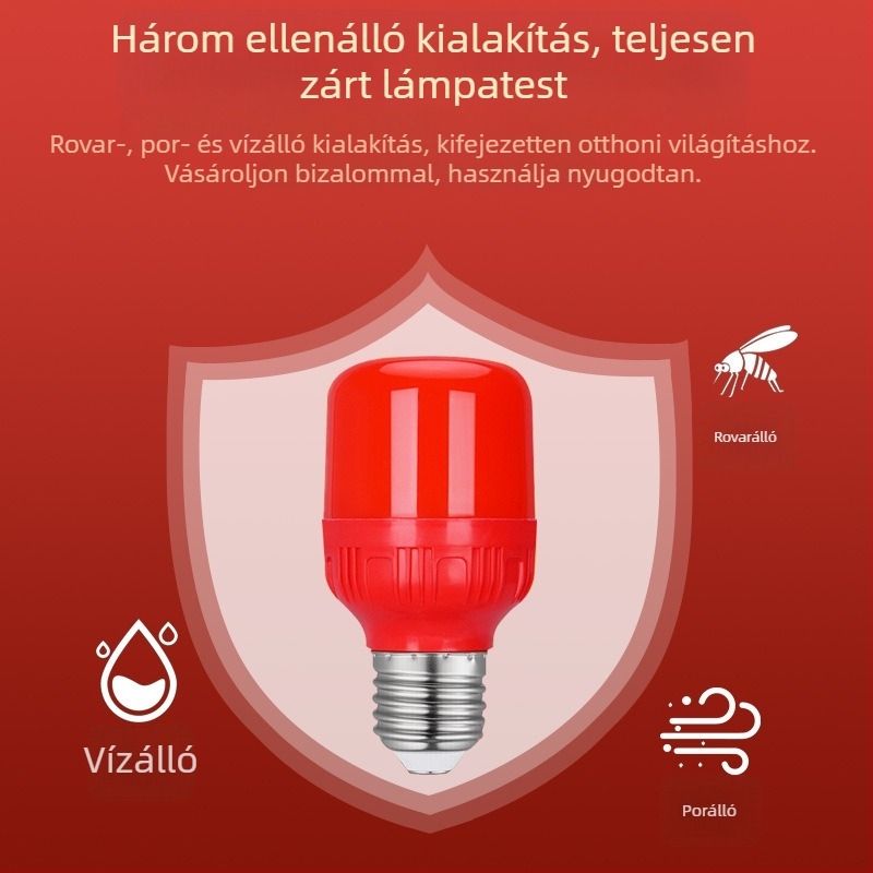 LED piros gyertya alakú izzó E27-es és E14-es csatlakozóval, hegyes formájú, Buddhának felajánláshoz, kristálylámpa