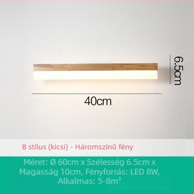 Skandináv fa LED tükör előtti világítás, minimalistán modern, hosszú falikar sminkeléshez és fürdőszobához