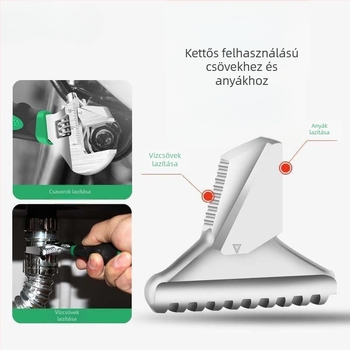 Többcélú rövid fogantyújú állítható csőkulcs, nagy nyílású vég — mini fürdőszobai kulcs
