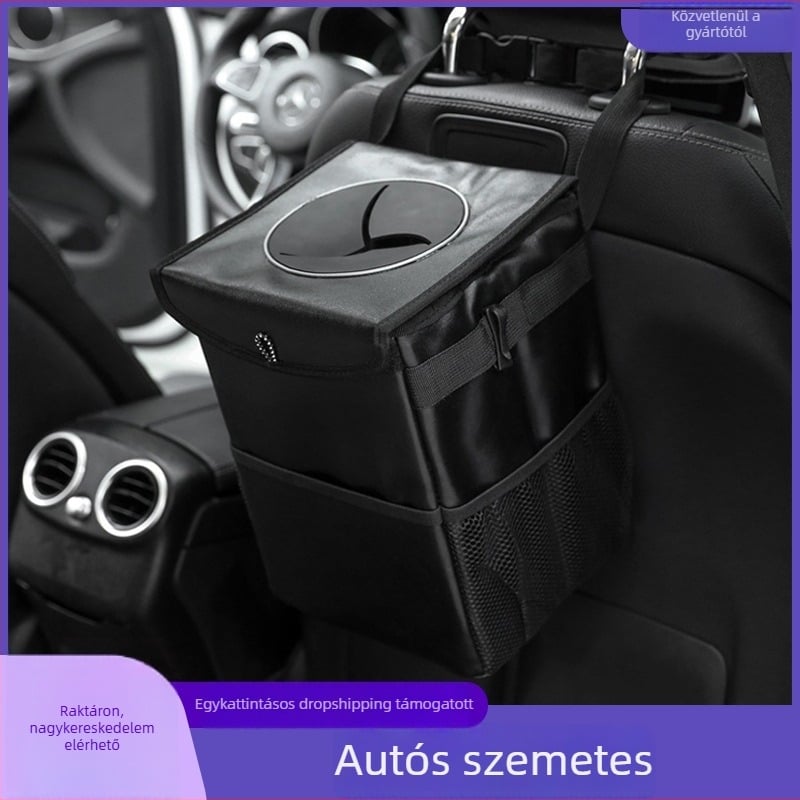 Oxford szövetből készült autós szemetes, összecsukható, mosható, vízálló, akasztós