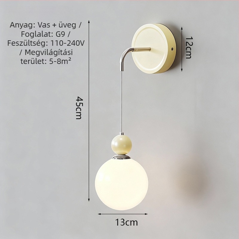 Teljes spektrumú ágy melletti falilámpa gyerekszobába, modern, minimalist stílus, krémes árnyalatú vidéki hangulat a nappaliba