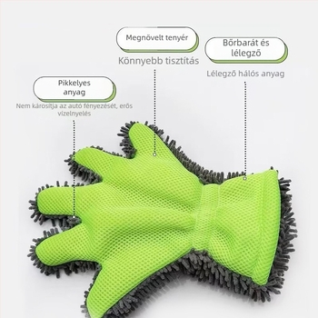 Kétoldalas autómosó kesztyű Chenille korall plüssből, vastag, nedvszívó, nyom nélkül, szőrmentes, öt ujjas