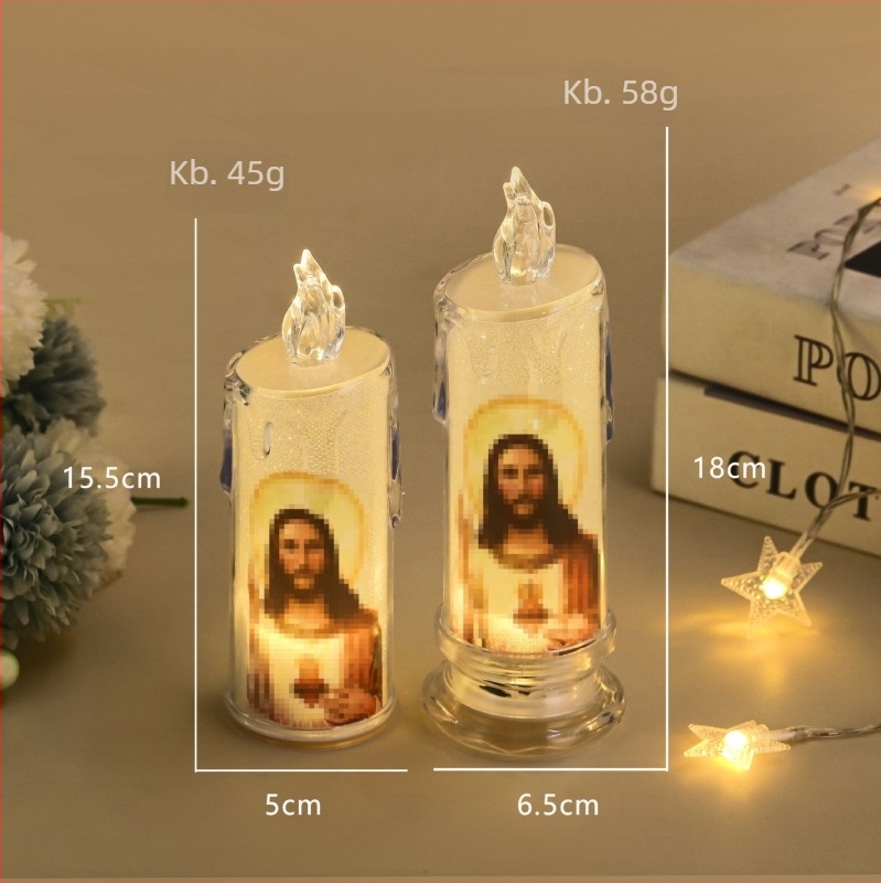 LED elektronikus gyertyalámpa, európai retro stílus, imádságos gyertya, karácsonyi dekoráció otthonra