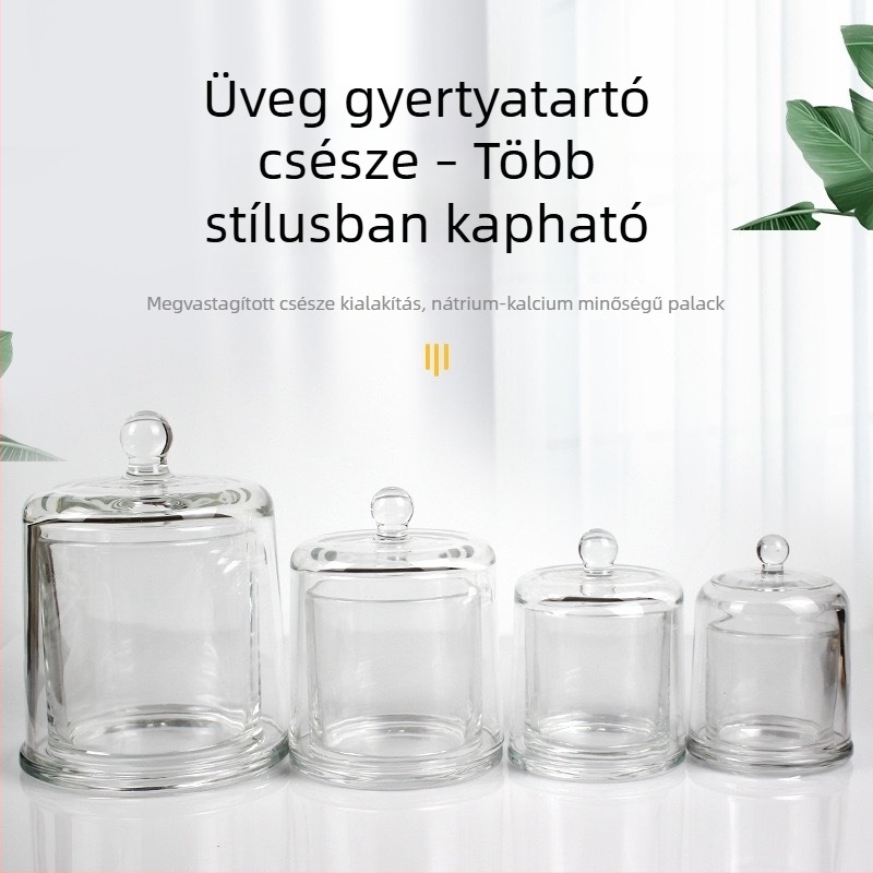 Üveg aromaterápiás gyertyatartó fedővel, láng nélkül, kristályköves diffúzor, dekoratív üvegpohár