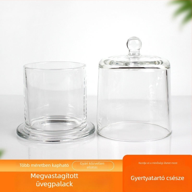 Üveg aromaterápiás gyertyatartó fedővel, láng nélkül, kristályköves diffúzor, dekoratív üvegpohár