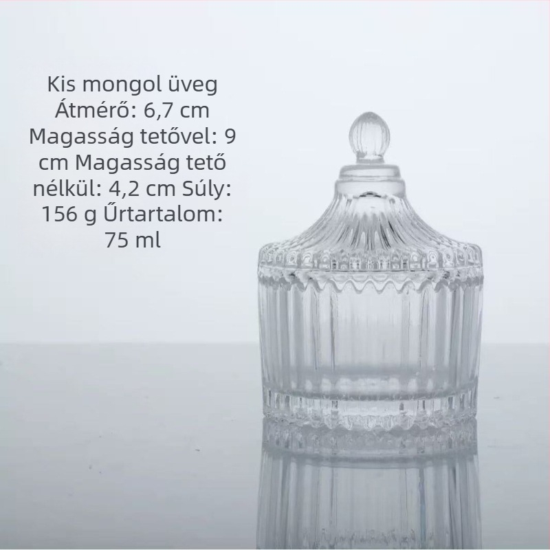 Üveg aromaterápiás gyertyatartó fedővel, láng nélkül, kristályköves diffúzor, dekoratív üvegpohár