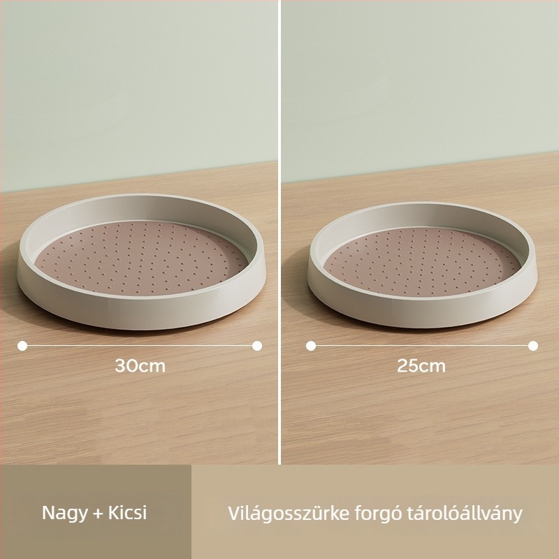 Konyhai forgó fűszertartó tálcával só, szójaszósz és ecet üvegekhez