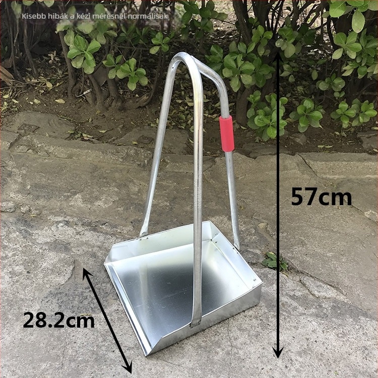 Nagy vasból készült hamu tartó edény és strapabíró fémből készült tisztító készlet, dustpan