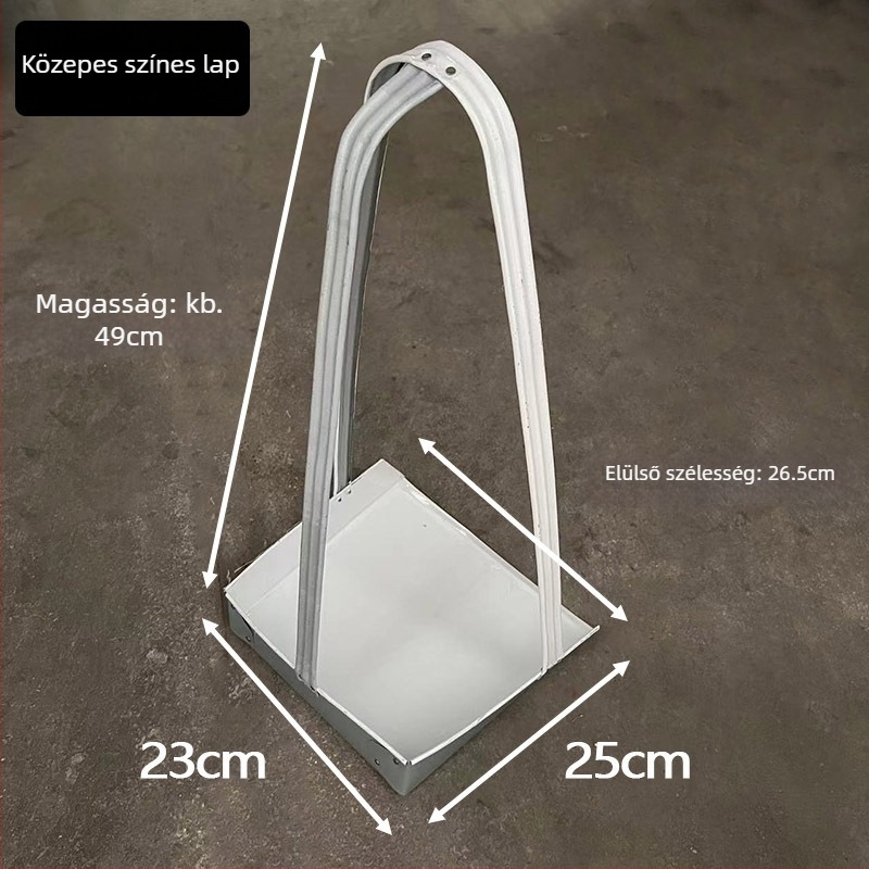 Nagy vasból készült hamu tartó edény és strapabíró fémből készült tisztító készlet, dustpan