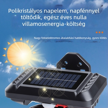 Napelemes háromfejű összecsukható falikar PIR-szenzorral, éjszaka automatikus felkapcsolással, kültéri udvarra (135 COB LED)