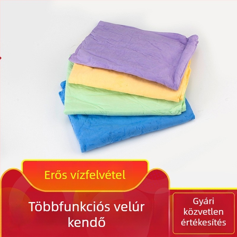 PVA szintetikus szarvasbőr törölköző autómosáshoz és háziállatok szárításához, velúr anyag
