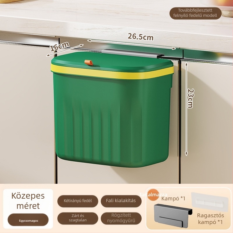 Fúrás nélküli szemetes szekrényajtókhoz, falra szerelhető, összecsukható fürdőszobai tároló
