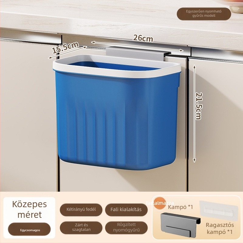 Fúrás nélküli szemetes szekrényajtókhoz, falra szerelhető, összecsukható fürdőszobai tároló