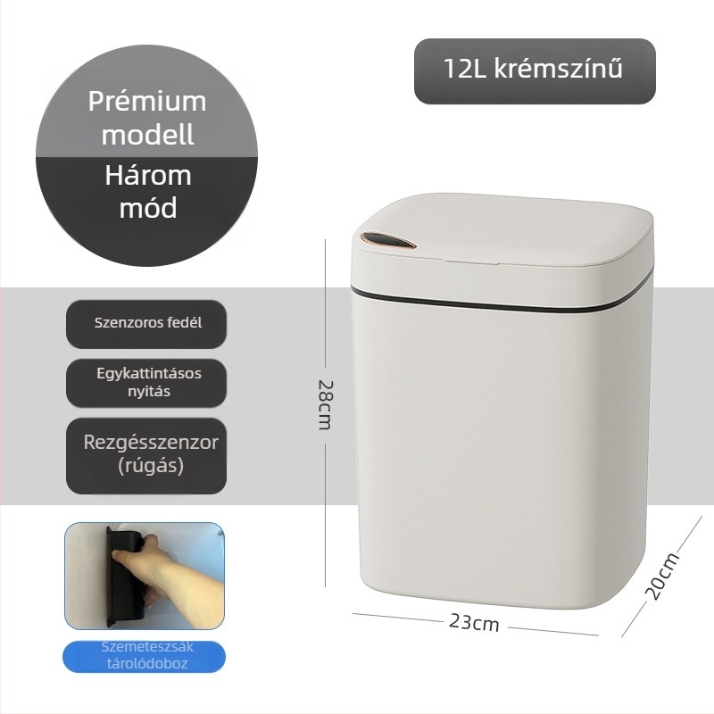 Intelligens szenzoros szemetesfedél, elegáns dizájn otthoni és fürdőszobai használatra, nagy kapacitás