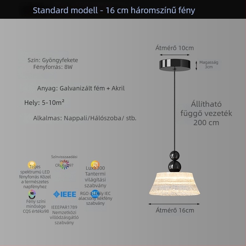 Háromfejű olasz minimalistista függőlámpa víz-hullám mintázattal, szigetre, bárhoz és hálószobába