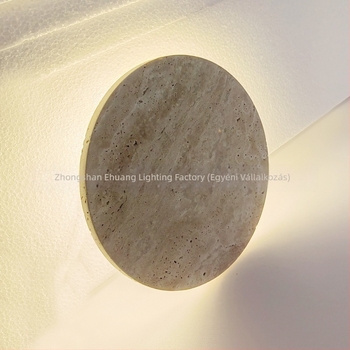 Japán stílusú vintage sárga travertin LED falilámpa, Milk Cave dizájnnal inspirált