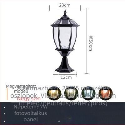 Napelemes oszloplámpa kültéri kerthez – LED, IP65, 7W, 6V