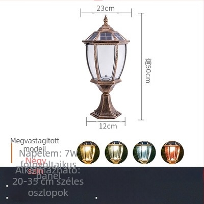 Napelemes oszloplámpa kültéri kerthez – LED, IP65, 7W, 6V
