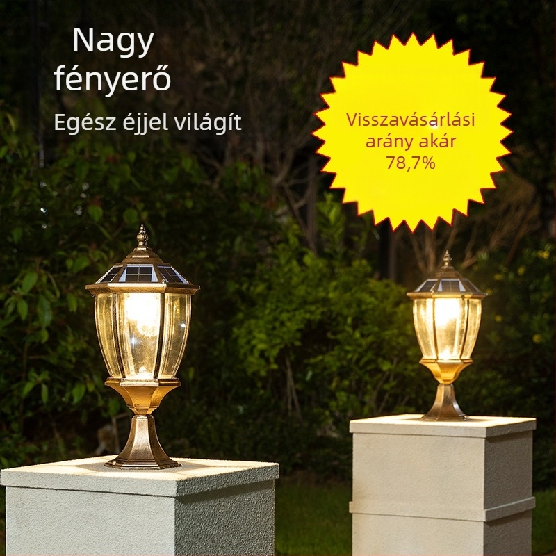 Napelemes oszloplámpa kültéri kerthez – LED, IP65, 7W, 6V