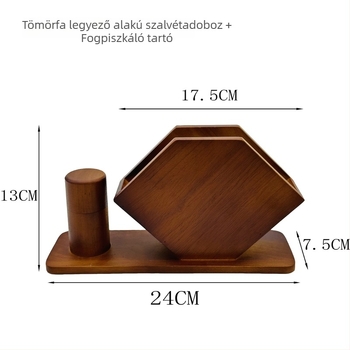 Tömörfa papírzsebkendő doboz dió színben, asztali tároló logóval