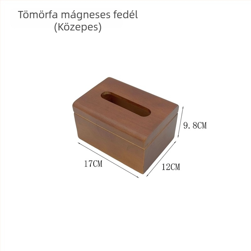 Tömörfa papírzsebkendő doboz dió színben, asztali tároló logóval