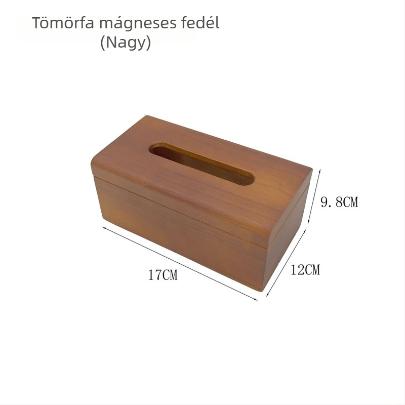 Tömörfa papírzsebkendő doboz dió színben, asztali tároló logóval