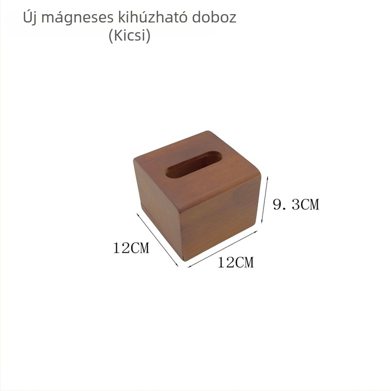 Tömörfa papírzsebkendő doboz dió színben, asztali tároló logóval