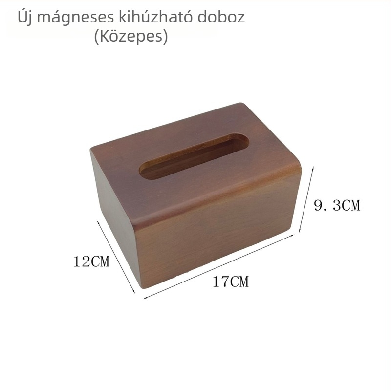 Tömörfa papírzsebkendő doboz dió színben, asztali tároló logóval